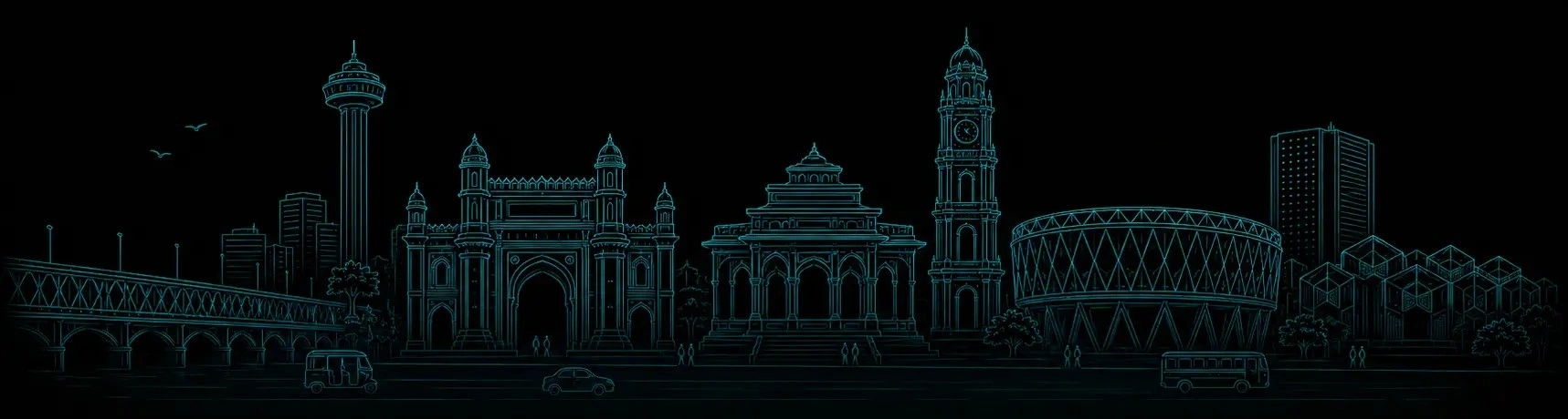 Ahmedabad skyline illustration