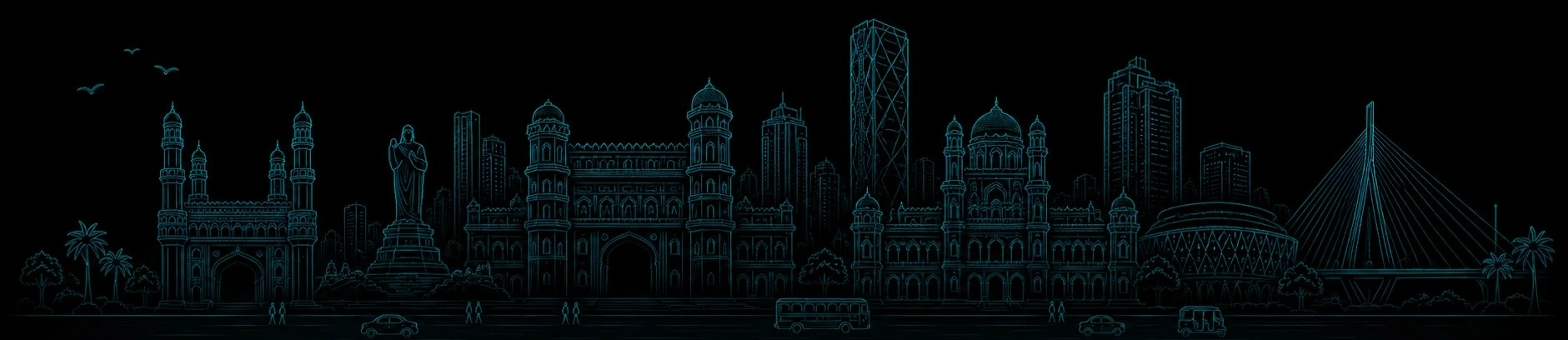 Hyderabad skyline illustration